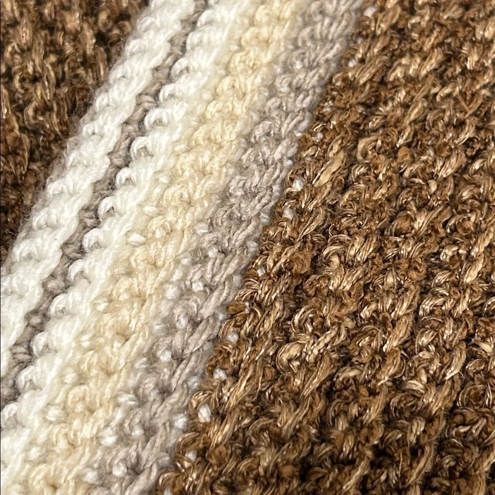 Handmade Crochet Scarf Brown and Cream